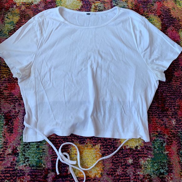White Cropped T-Shirt - Picture 1 of 2